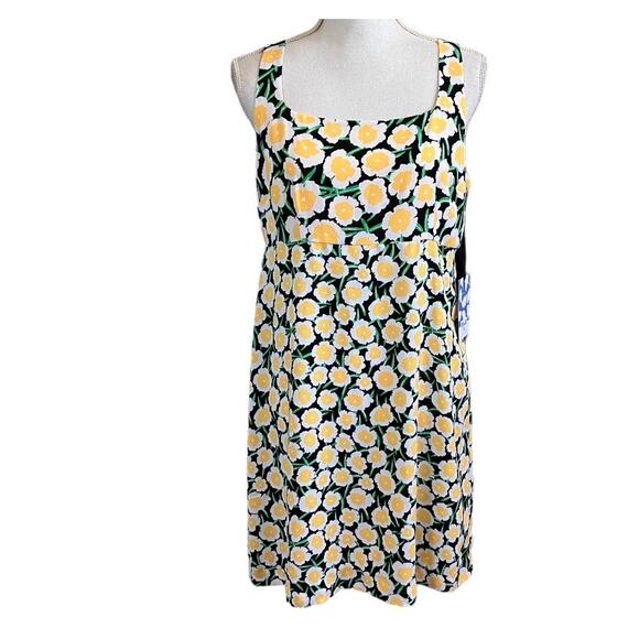 New Diane Von Furstenberg Yellow Black Poppy Shift Mini Dress Size 10 - Picture 1 of 4
